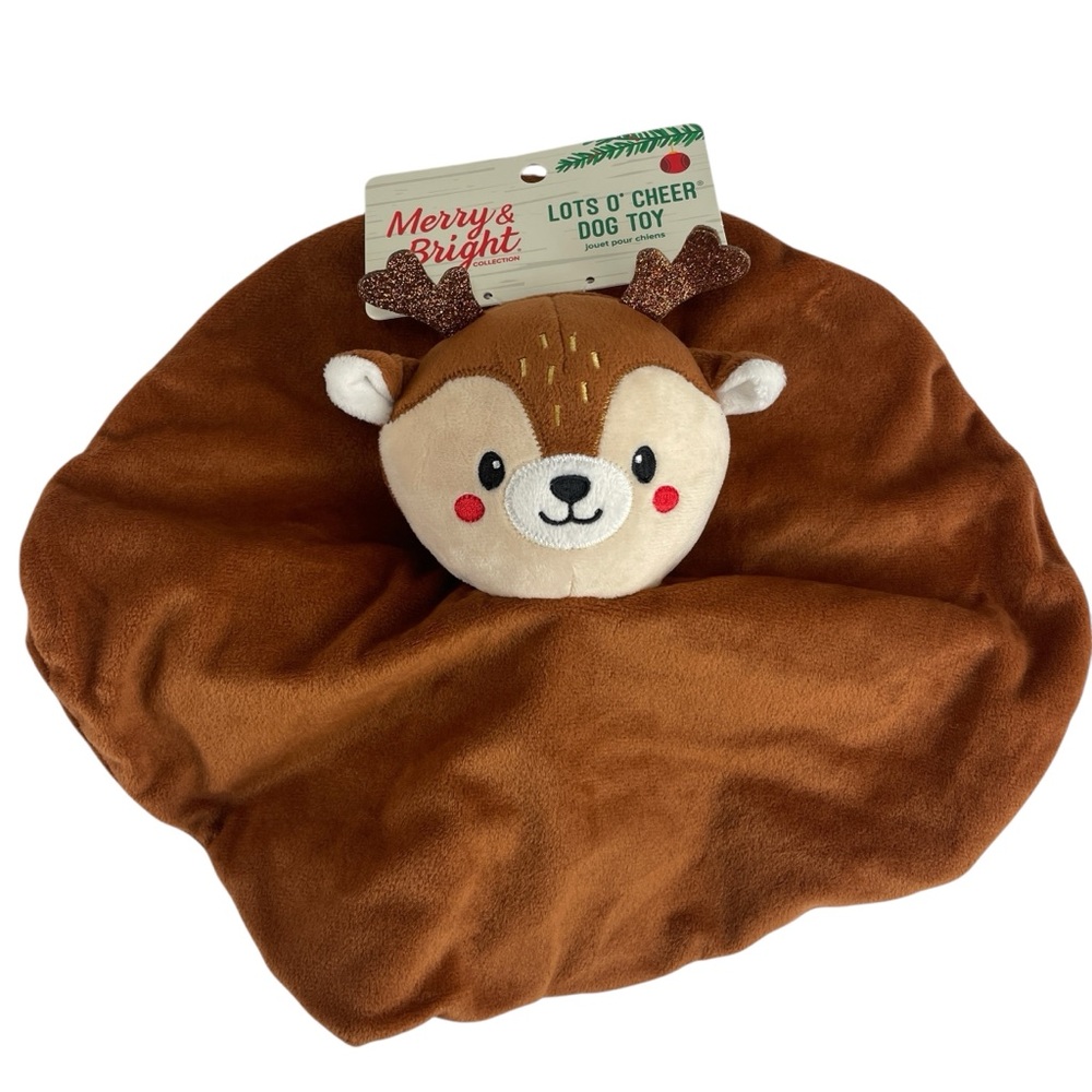 Crinkle Blanket Christmas Plush Reindeer Dog Toy NWT